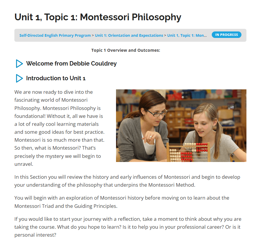 Self-guided Montessori course
